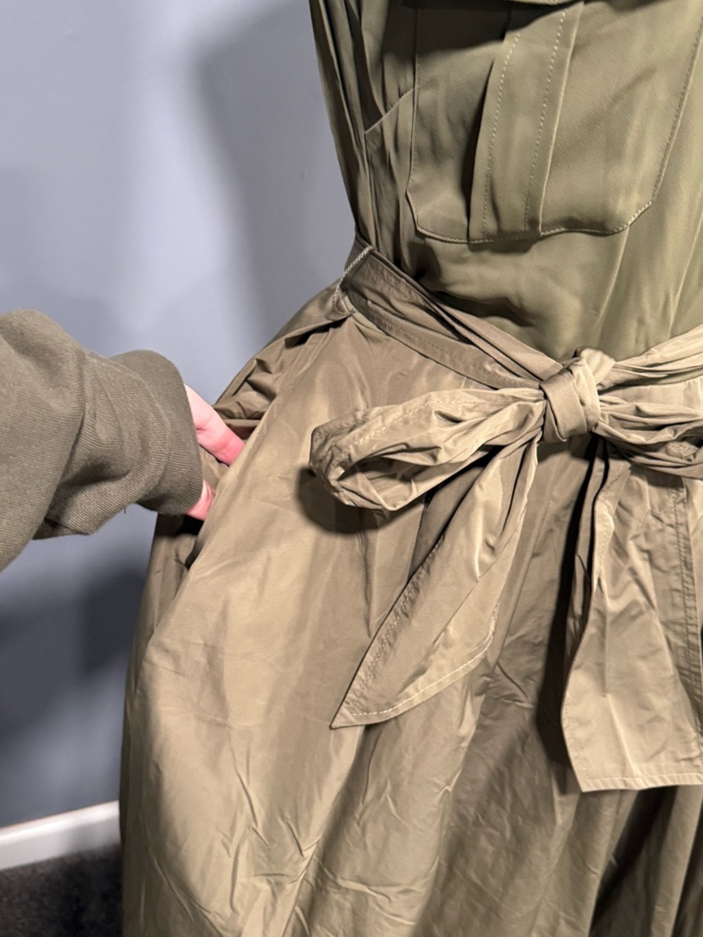 Ralph Lauren Olive Maxi Dress with Tie Waist - Picture 5 of 14
